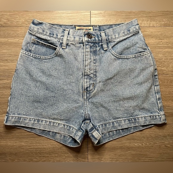 Guess Pants - Guess Jeans Vintage Denim Shorts Women’s Size 28 100% Cotton High Rise Blue